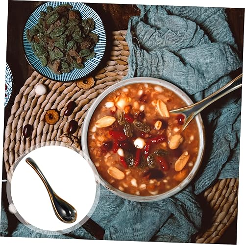Miniatura 8 de ABOOFAN 2 cucharas de sopa de cerámica para sopa de postres de avena, diseño de estilo japonés, mango seguro y cómodo
