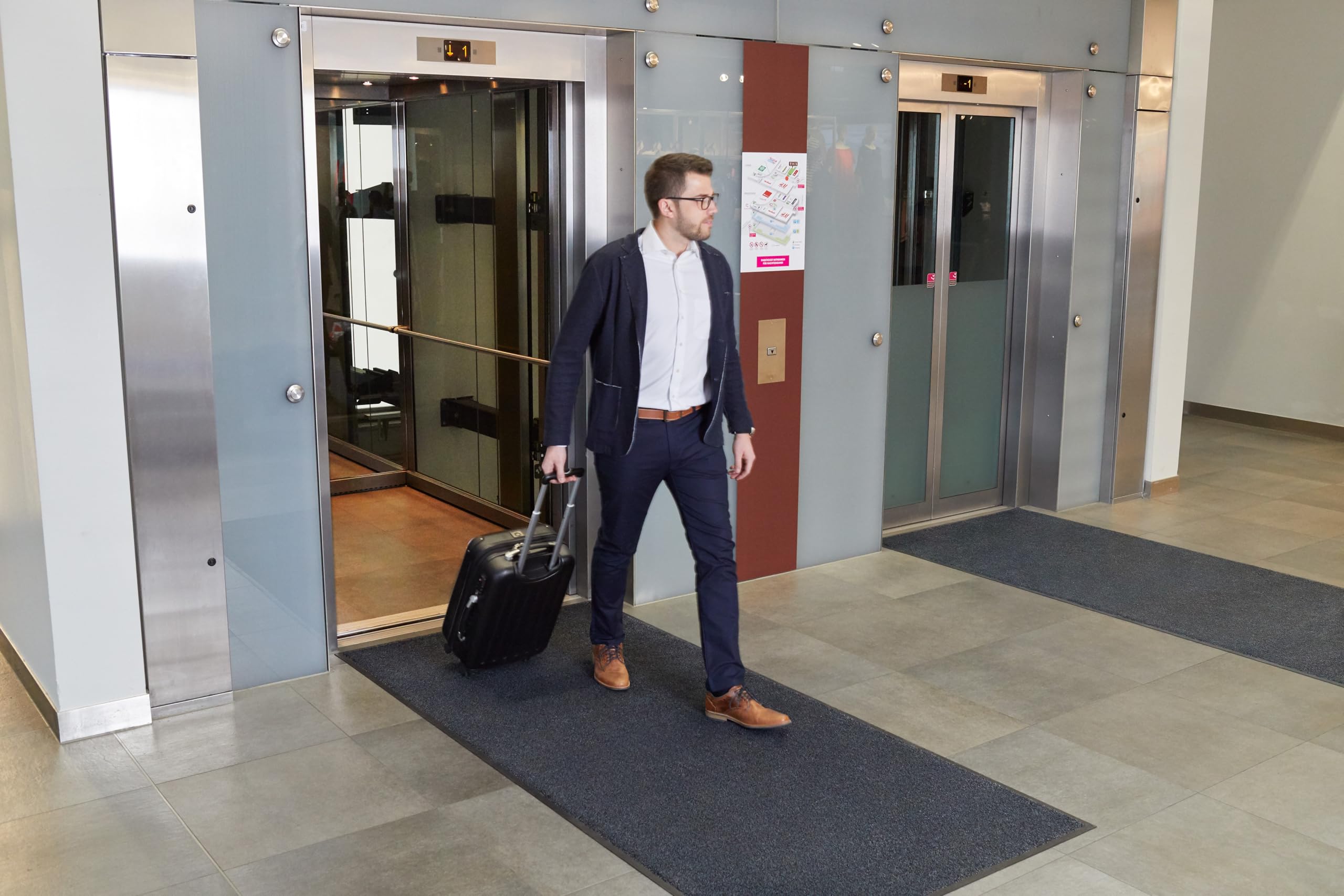 KLEEN-TEX Iron-Horse Washable Commercial-Grade Entrance Mat, Raven Black 2x3 Industrial Floor Mat with Kleated Back