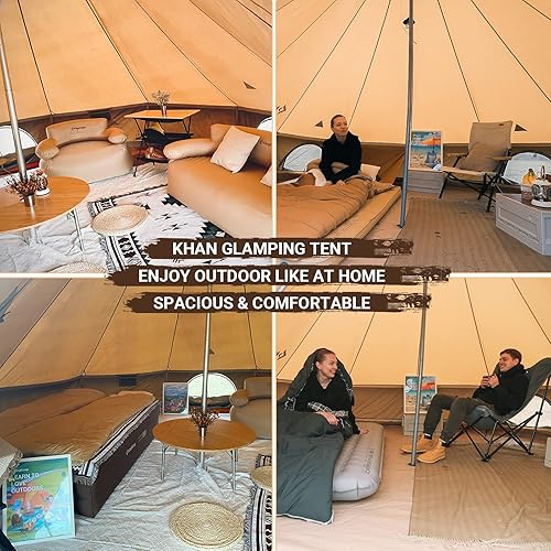 Miniatura 6 de KingCamp Glamping Canvas Tent for Camping Oversize Space Heavy Duty Waterproof White Large Canvas Bell Tent wStove Jack for Family Camping in All