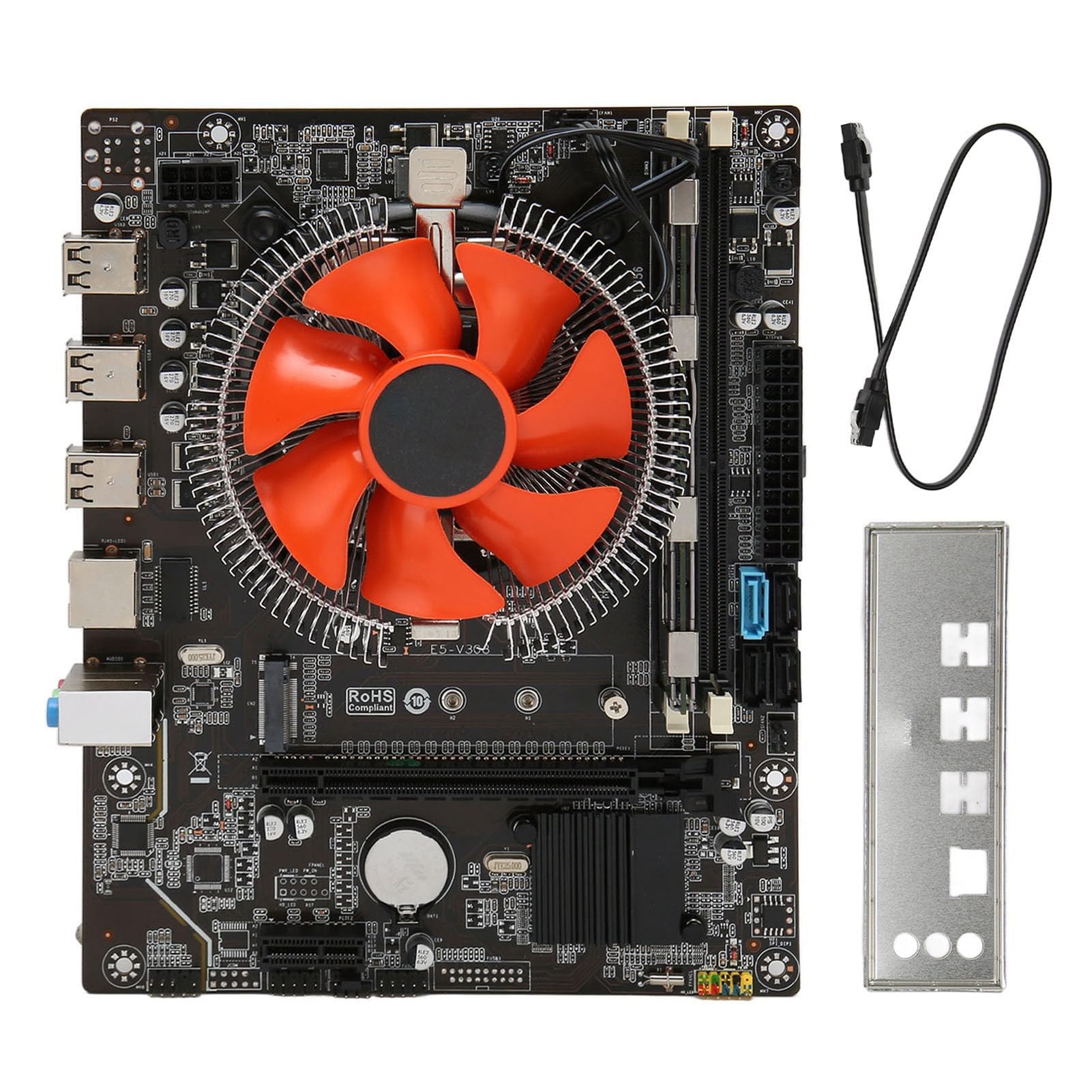 Qcwwy Combo De CPU De Placa Base, Juego De Placa Base para PC para Juegos De PCB con Luces Indicadoras Dobles, Procesador De 6 Núcleos Y Ranura Nvme para Sistemas Compatibles con Lga 1356