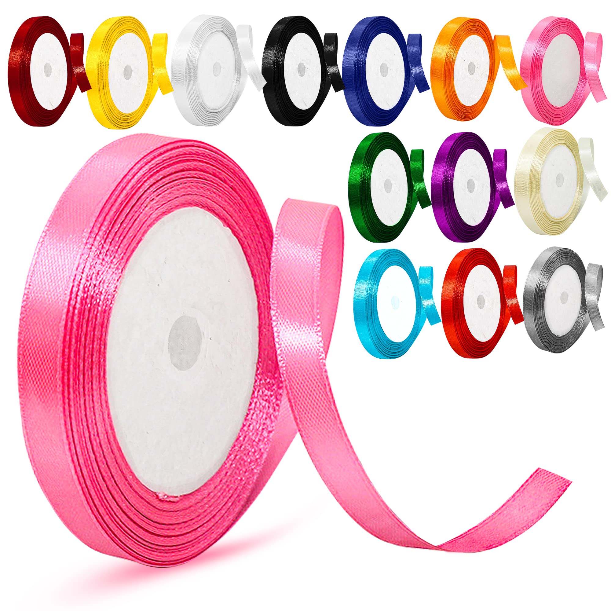3 Rotoli Nastro Raso Blu 3mm X 45m, Serie Blu In Poliestere Per Confezioni Regalo, Decorazioni Matrimoni, Palloncini E Fai Da Te