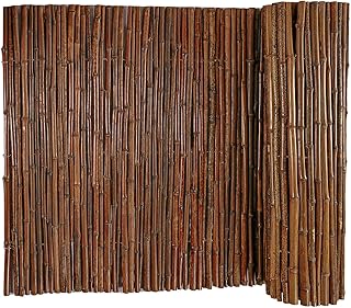 Carbonized Bamboo Fence 4ft x 8ft, Natural Outdoor Privacy Screen, Eco-Friendly Garden Fence Roll for Patio, Backyard, Balcony, and Landscape Decoration, Durable Weather-Resistant Bamboo Fencing Roll
