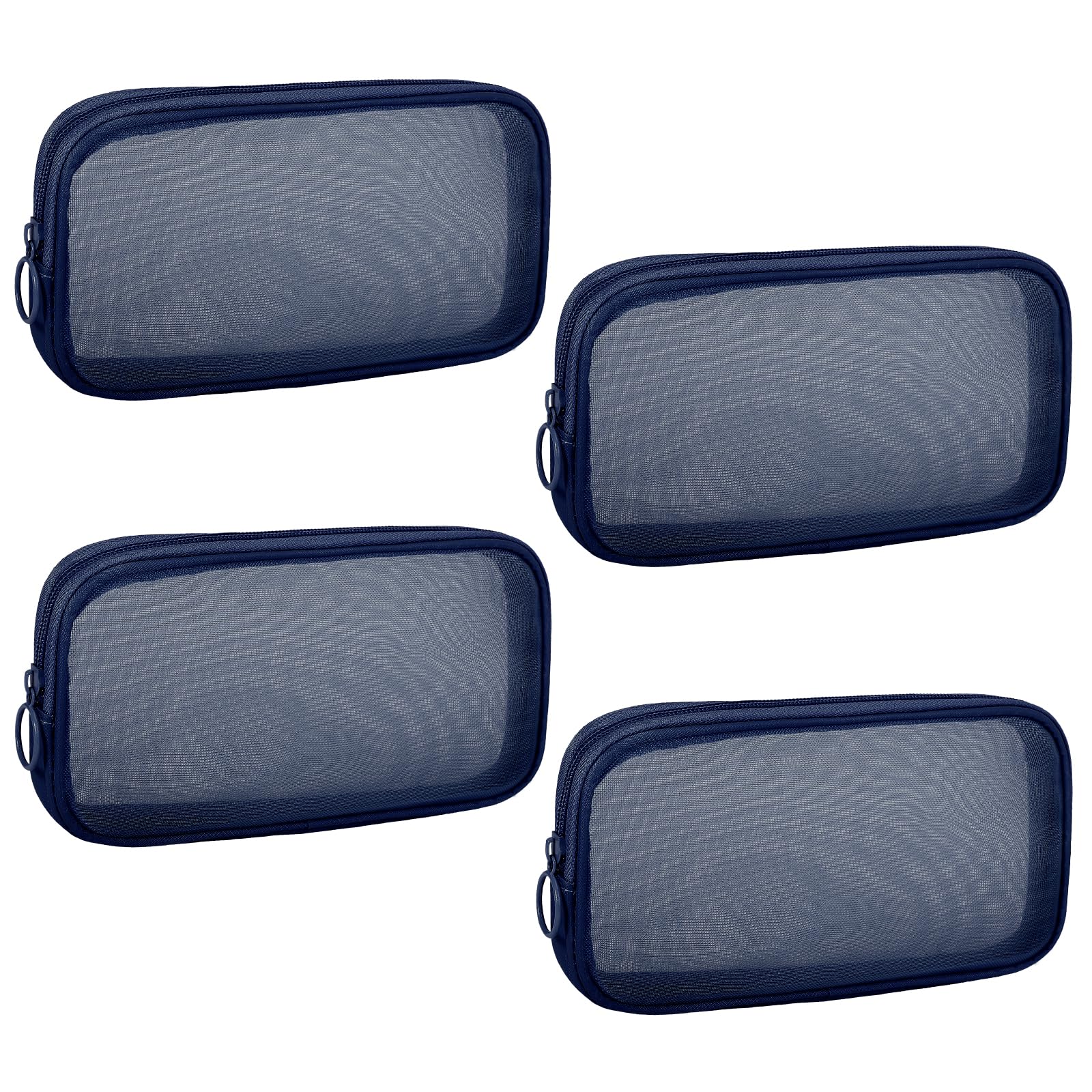 Sinzip 4 Pieces Mini Zipper Nylon Mesh Pouch, Mesh Cosmetic Bags Makeup Bags, Multipurpose Travel Toiletry Bags for Office Supplies and Travel