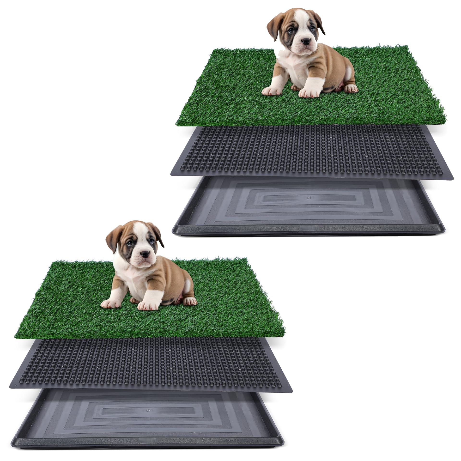 Artificial Grass for Dog Potty  20x25 inch,Strong Absorbency Grass Pad, Dog Grass Pad with Tray, Dog Potty Training Pad, Dog Litter Box with Grass (16"x20"X2)