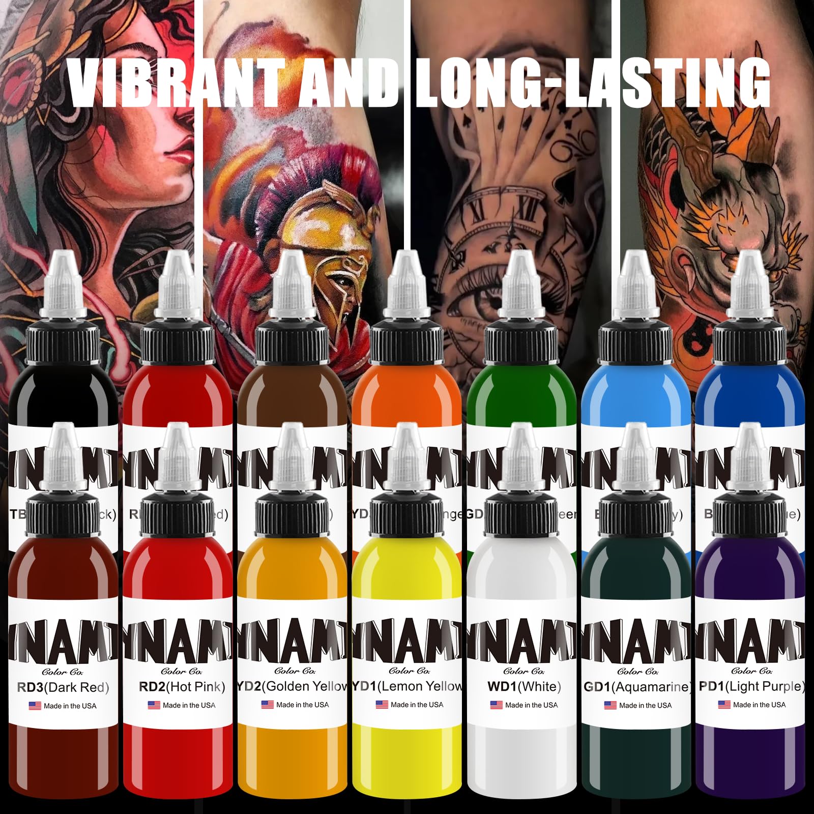 Farbtinte, Tattoo, 14 Farben Tattoo, Super-brillante Farbtinte, Tinte für Farbmuster-Tattoos (30 ml)