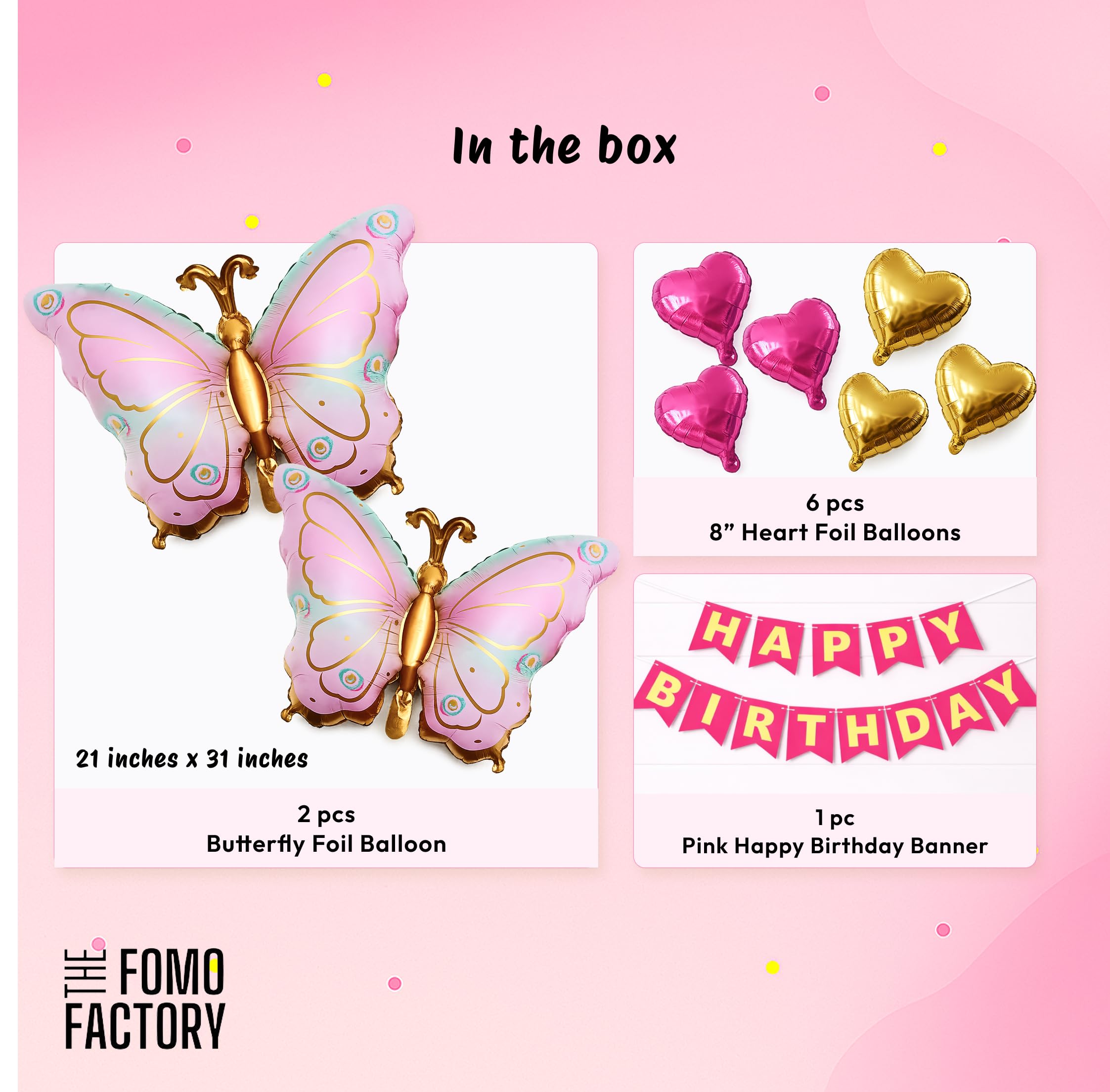 Butterfly Birthday Party Decorations - Pink & Gold -4