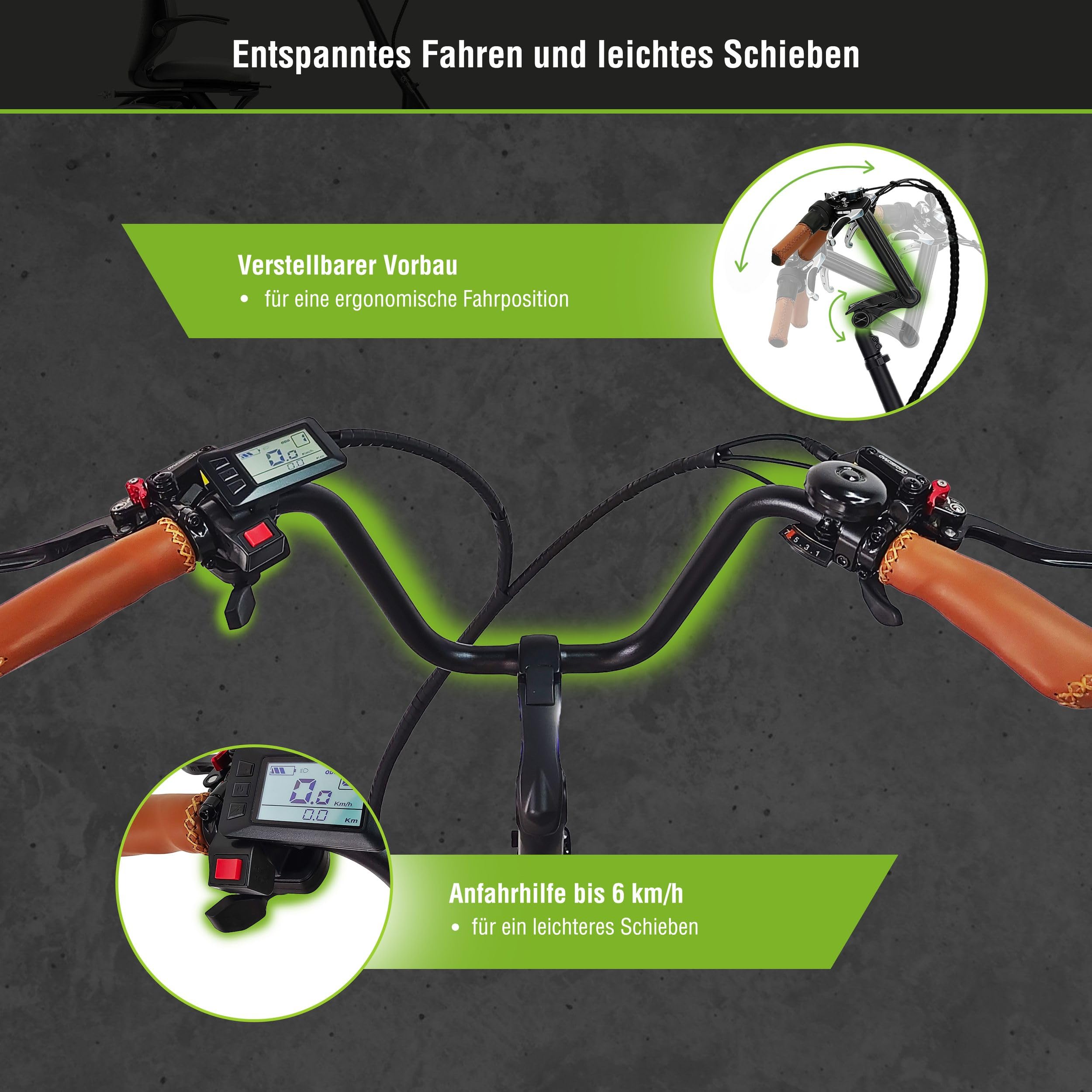T6 Comfort Triciclo Elettrico Pieghevole per Anziani e Adulti, 20” in Alluminio con Telaio Basso, Assistente alla Spinta 6 km/h, Luce Posteriore con Freno Integrato e Differenziale