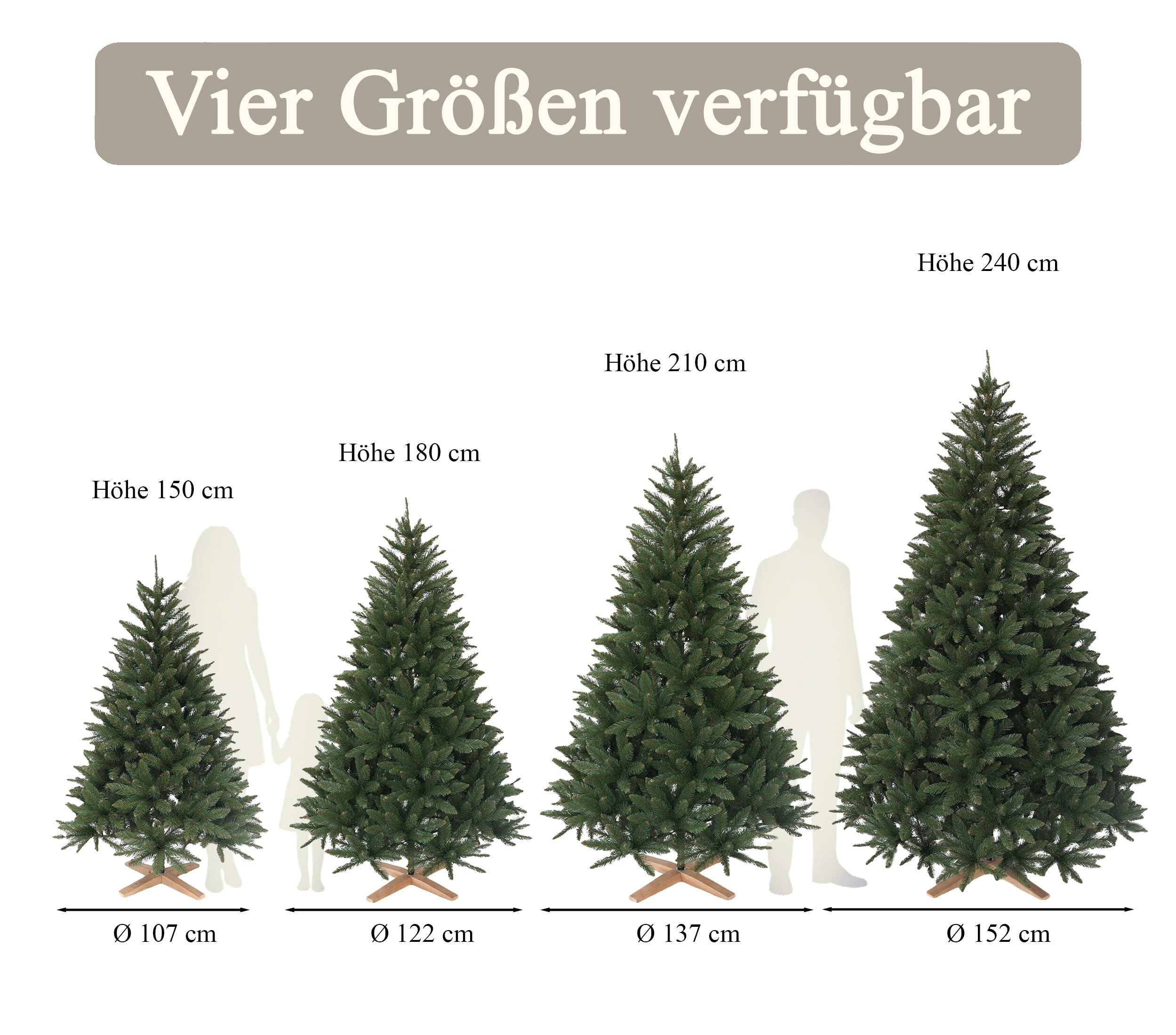 Hochwertiger künstlicher Weihnachtsbaum 180cm mit Holzfuß - Premium Weihnachtsbaum künstlich mit dichtem 3D PVC Nadelkleid, Schnellaufbau, Tannenbaum künstlich als Weihnachtsdeko