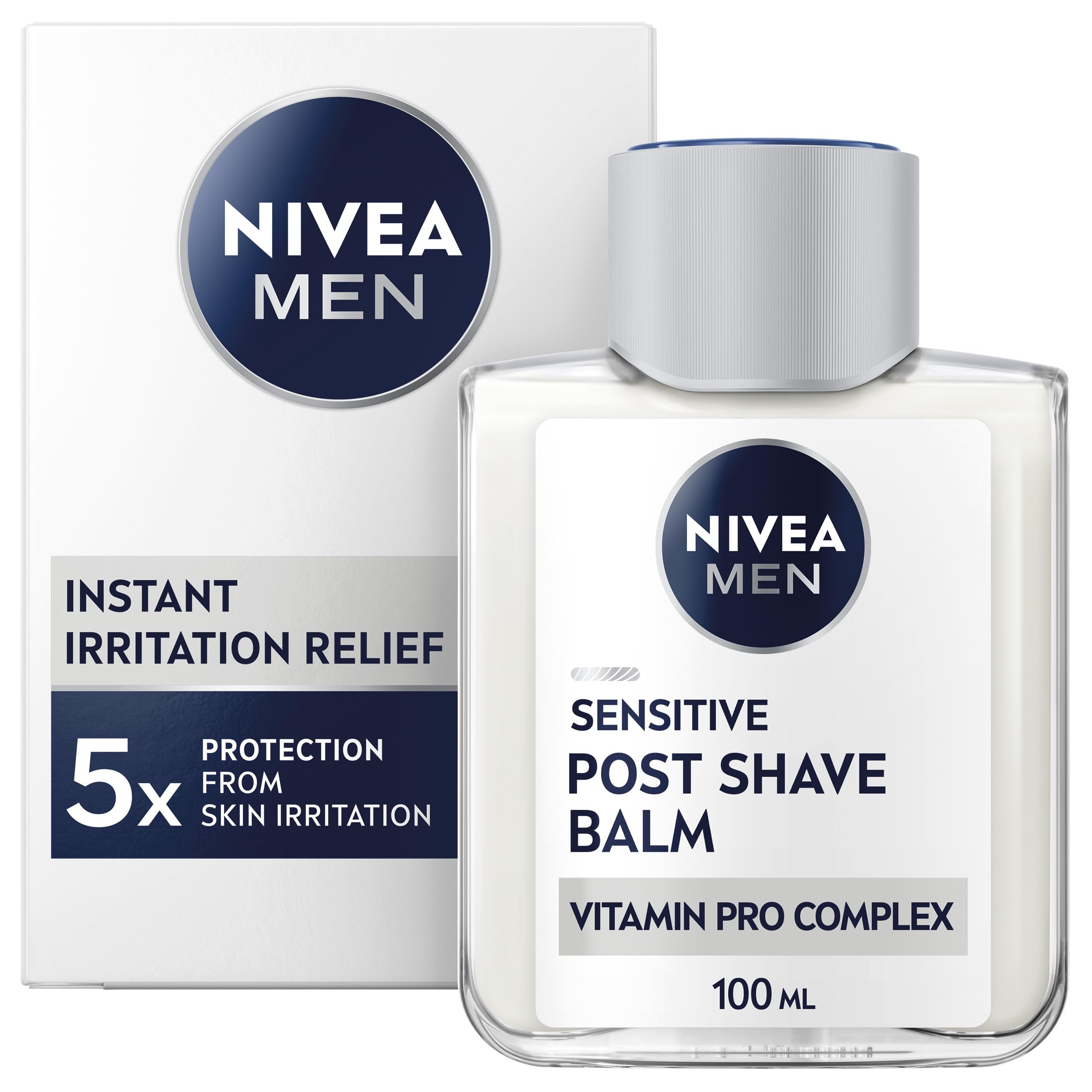 NIVEAMEN Sensitive Post Shave Balm (100ml), Formulated for Sensitive Skin, Alleviates Irritation, Redness and Razor Burn, Men's Skin Care and Shaving Essentials