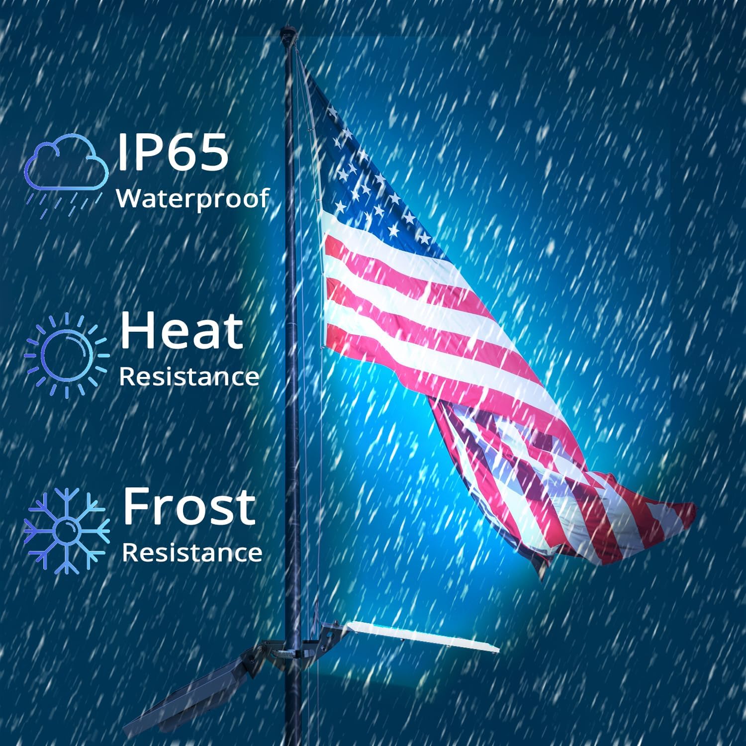Flag Pole Light Solar Powered Outdoor Waterproof Auto Work Dusk to Dawn 36LED Cool White for Max 3inch Pole Flood Spot Lights American Bright for Outside Garden Yard Patio