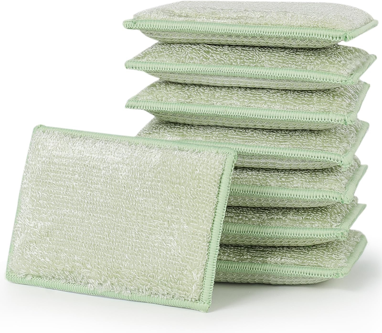 JEBBLAS Bamboo Natural Absorbent Sponges Kitchen Cleaning Sponges Reusable Dish Washing Sponges Green (8 Pack)…