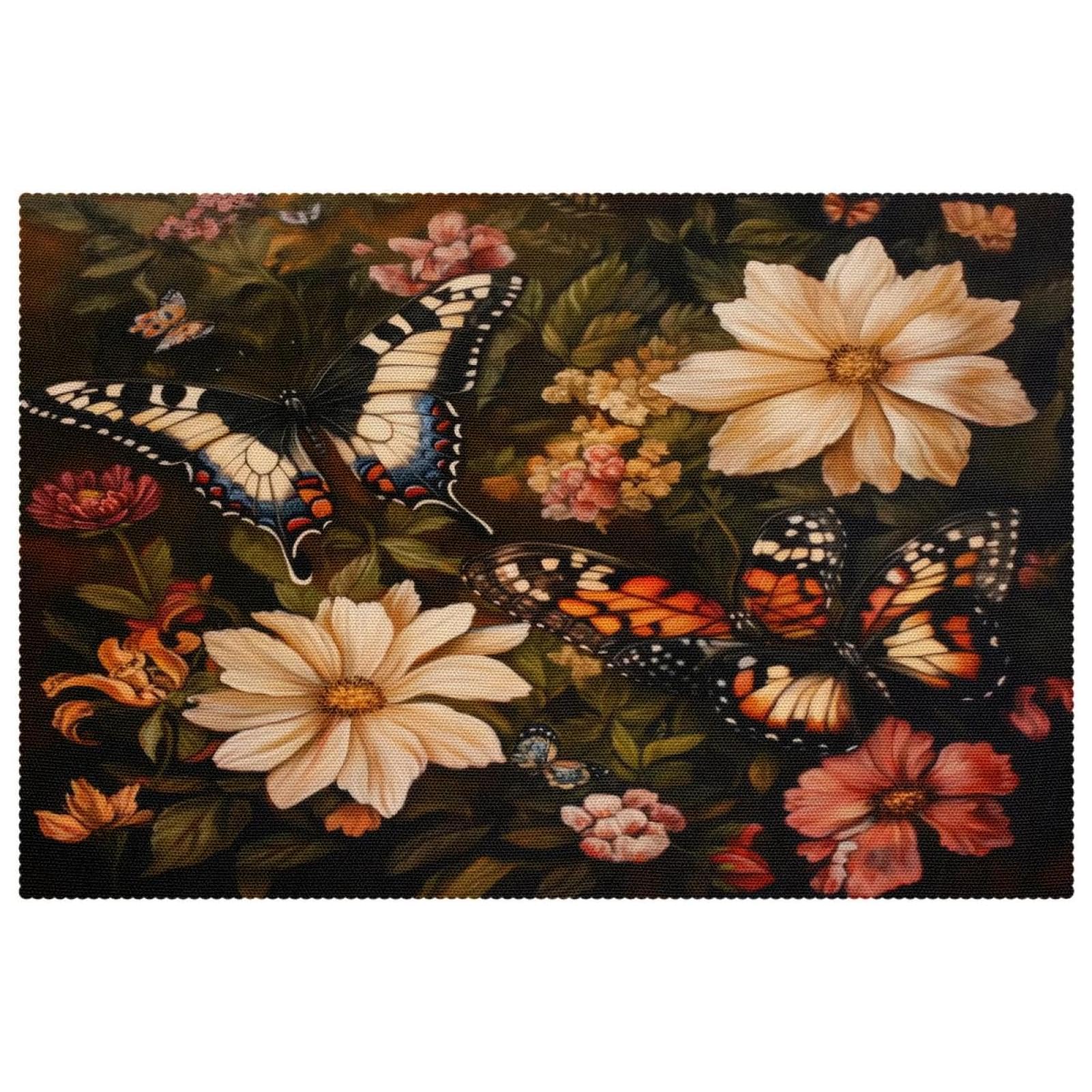 Set de table de 6 pièces motif fleurs sauvages pour cuisine et salon