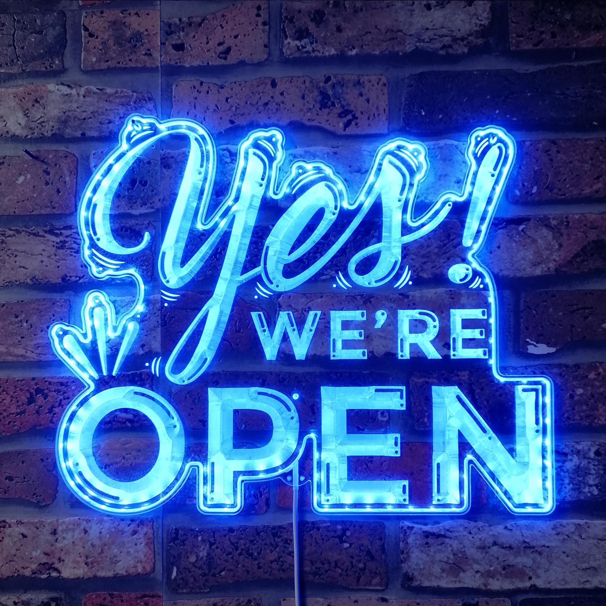 ADVPRO Yes We're Open Shop RGB Dynamic Glam LED Sign - Cut-to-Edge Shape - Smart 3D Wall Decoration - Multicolor Dynamic Lighting st06s66-fnd-i0221-c