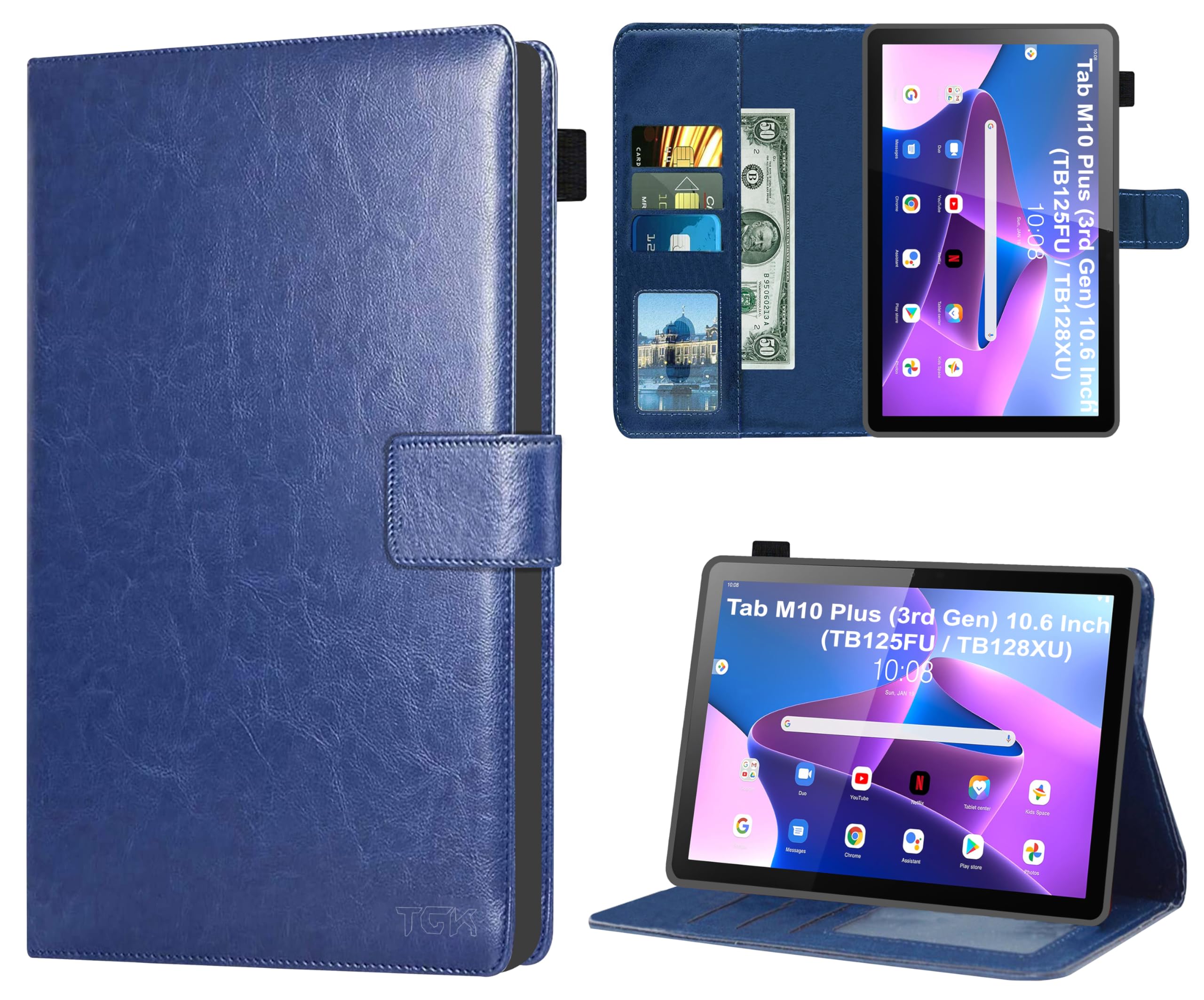 TGK Multi Protective Wallet Leather Flip Stand Case Cover for Lenovo Tab M10 Plus 3rd Gen 10.6 Inch TB125FU TB128XU, Blue (B0BJBNMSGY) Amazon Price History, Amazon Price Tracker