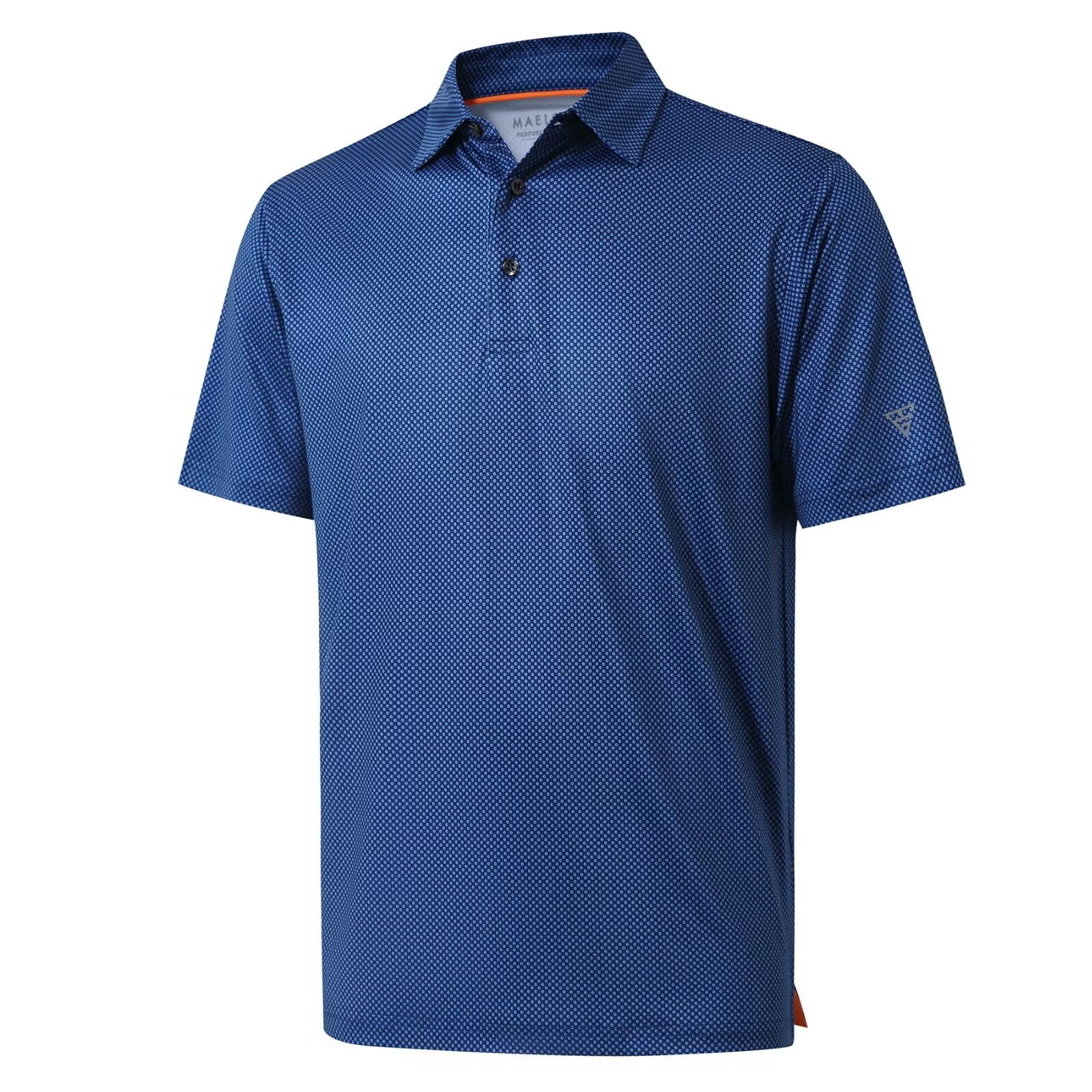 Photo 1 of Golf Shirts for Men Dry Fit Short Sleeve Print Performance Moisture Wicking Polo Shirt Blue Circle 2XL