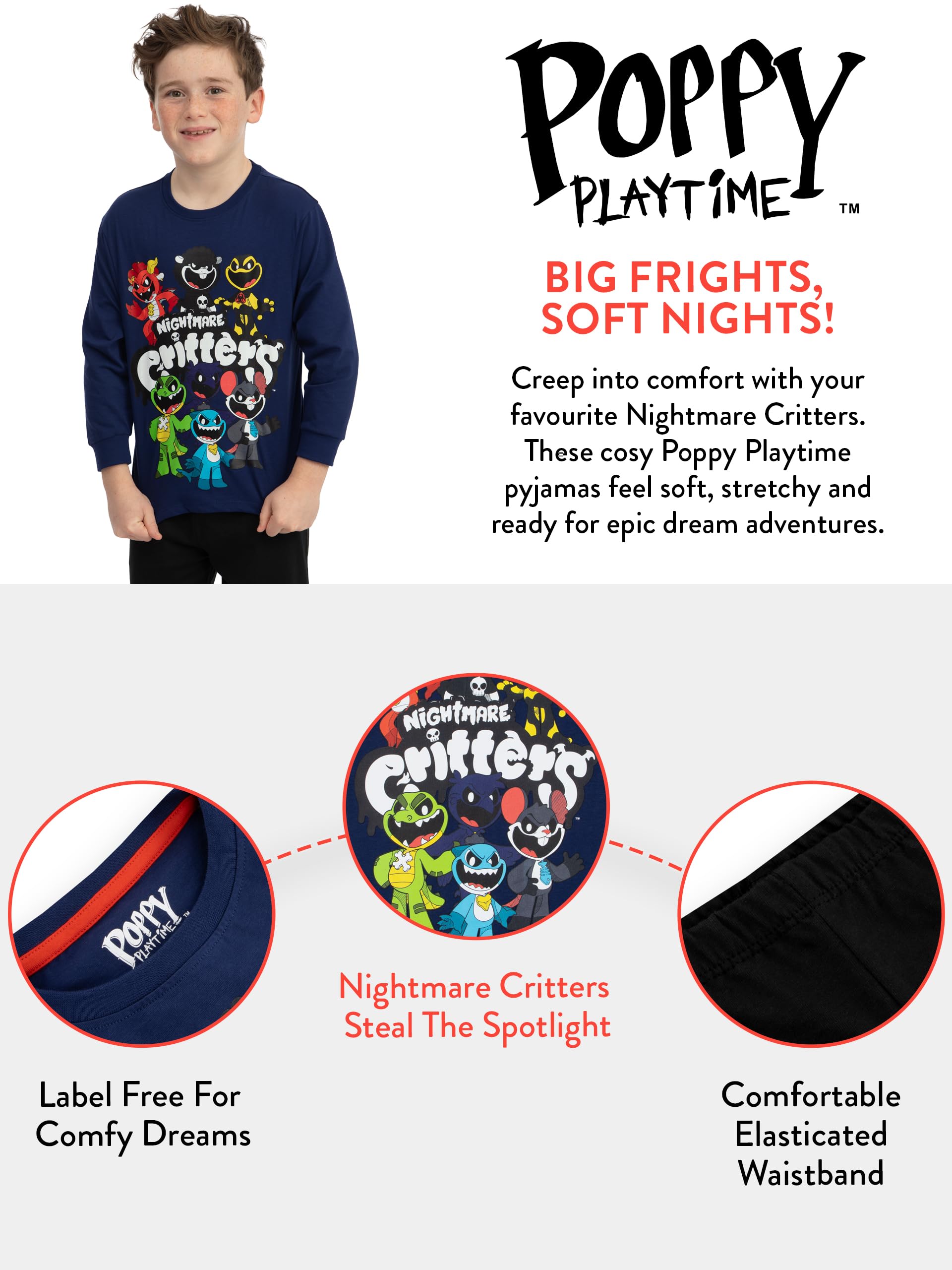 Poppy Playtime Pigiama Bambino, Pigiama Ragazzo Invernale Nightmare Critters, Set Pigiami Ragazzo da Gamer