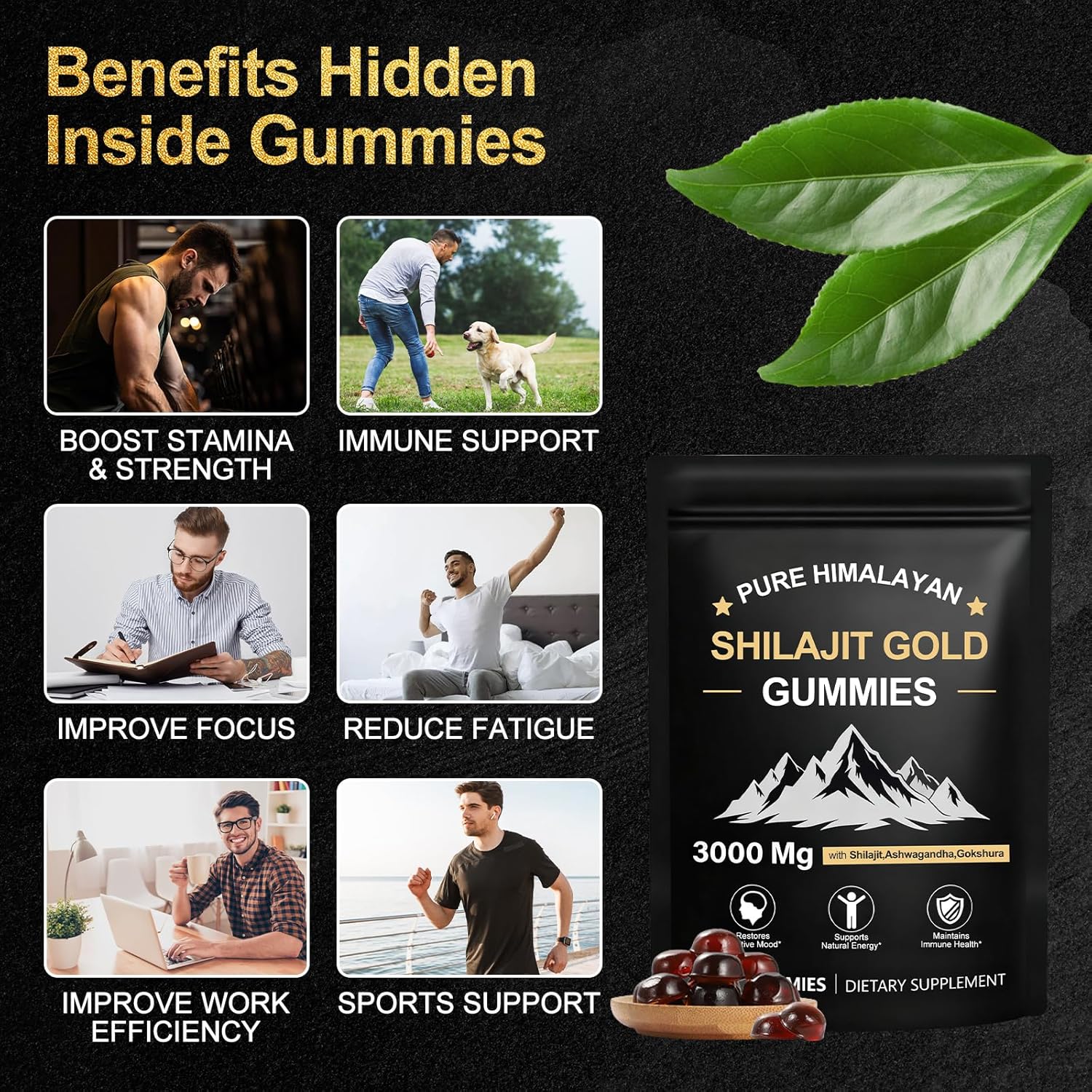 Himalayan Shilajit Gummies for Men & Women - No Added Sugar, 100% Natural & Organic with Ashwagandha, Gokshura, Fulvic Acid & 85+ Trace Minerals, Individually Wrapped, Non-GMO, 80 Gummy I Pouch - Image 5