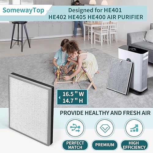 Miniatura 10 de 2 paquetes Reemplazo de filtro HE400 compatible con el purificador de aire Shark 4 Smart True HEPA Air Cleaner para el hogar, H13 HEPA, prefiltro