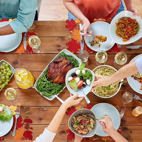 Miniatura 6 de 12 manteles individuales bordados con hojas de arce y Acción de Gracias, manteles individuales bordados, lavables para decoración de cosecha de