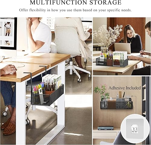 Miniatura 2 de Organizador de oficina debajo del escritorio, abrazadera 3 en 1 de metal en el lado del escritorio y archivo de escritorio, documentos, revistas,