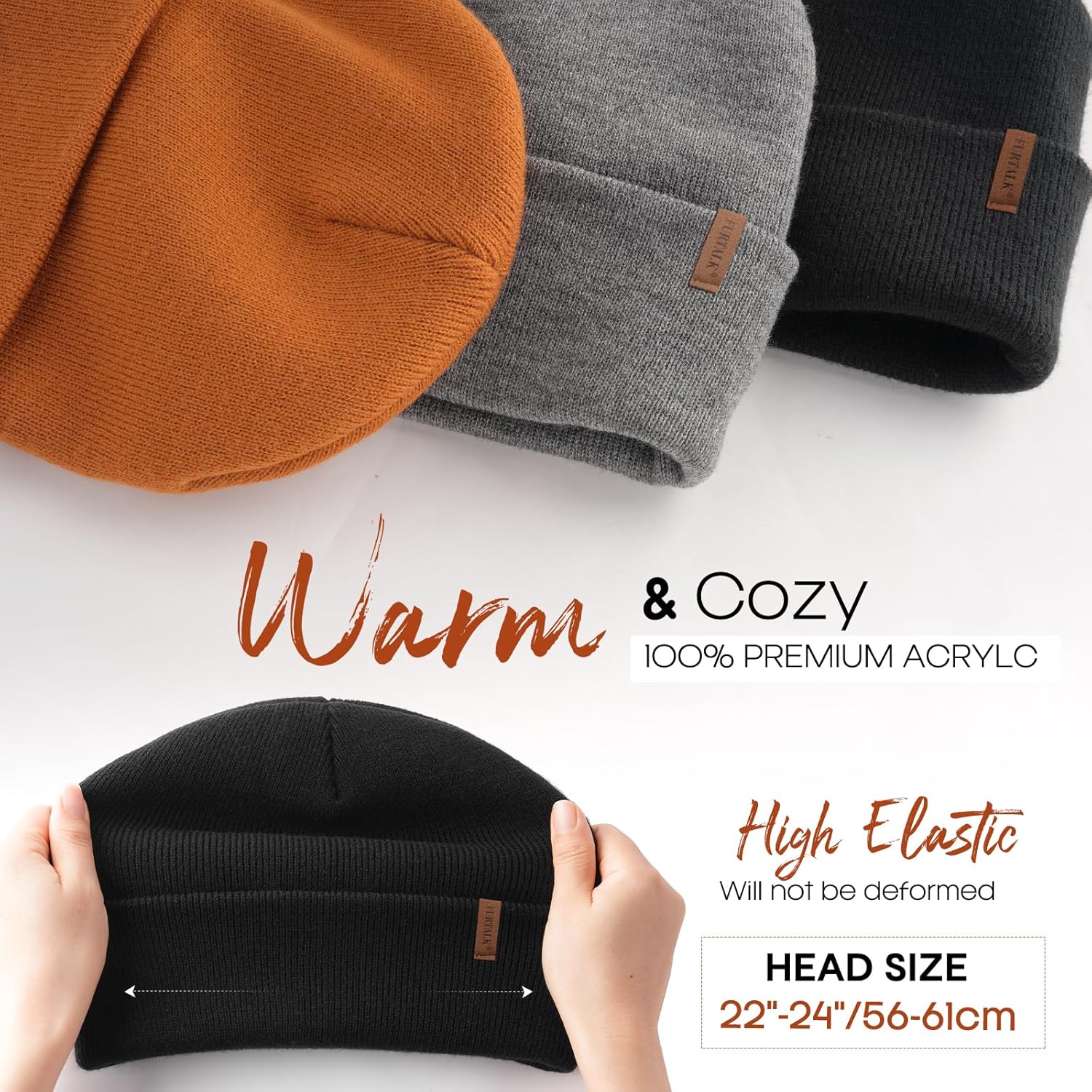 FURTALK Womens Winter Warm Satin Lined Beanie Hats Silk Lining Unisex Knit Slouchy Caps - Image 3