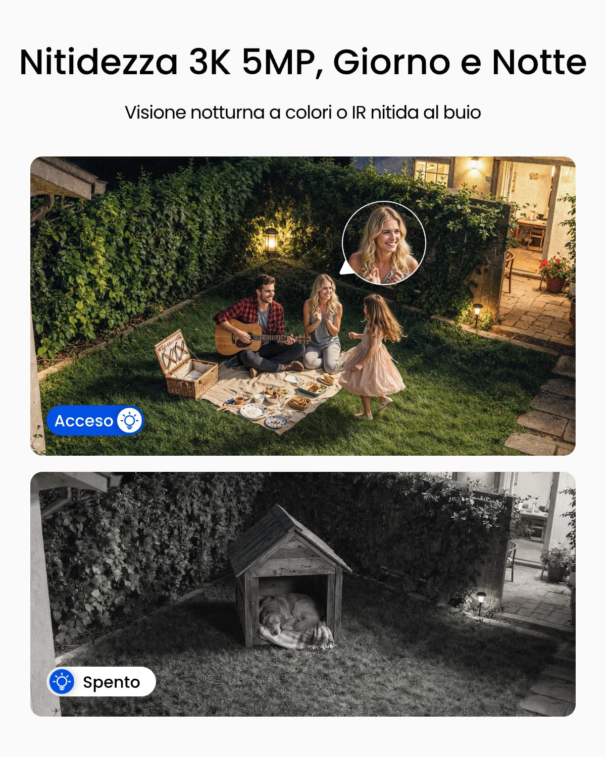 Reolink 3K 5MP Telecamera Solare da Wi-Fi Esterno Senza Fili con Batteria | Wi-Fi 6 2.4/5 GHz con Faretti, Rilevamento AI, IP67, Archiviazione Locale, Audio a 2 Vie, Avvisi Intelligenti, Argus Solar