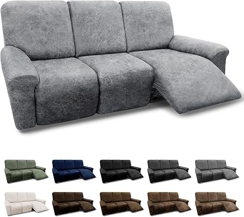 Miniatura 70 de Fundas para sillón con cojines en forma de T de 2 piezas, apariencia de cuero, funda para sofá, funda para silla, protector elástico para muebles,