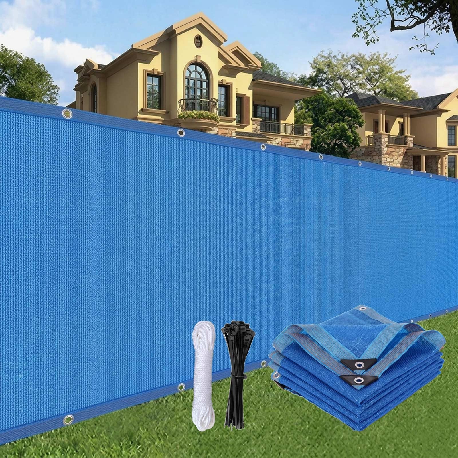 Tissu d'ombrage bleu résistant en HDPE 90% idéal pour grand balcon