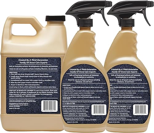 Miniatura 2 de Granite Gold Limpiador de cuarzo Clean & Shine sin rayas limpia y pule todas las superficies de cuarzo, incluyendo Silestone, LG y más, 64 onzas