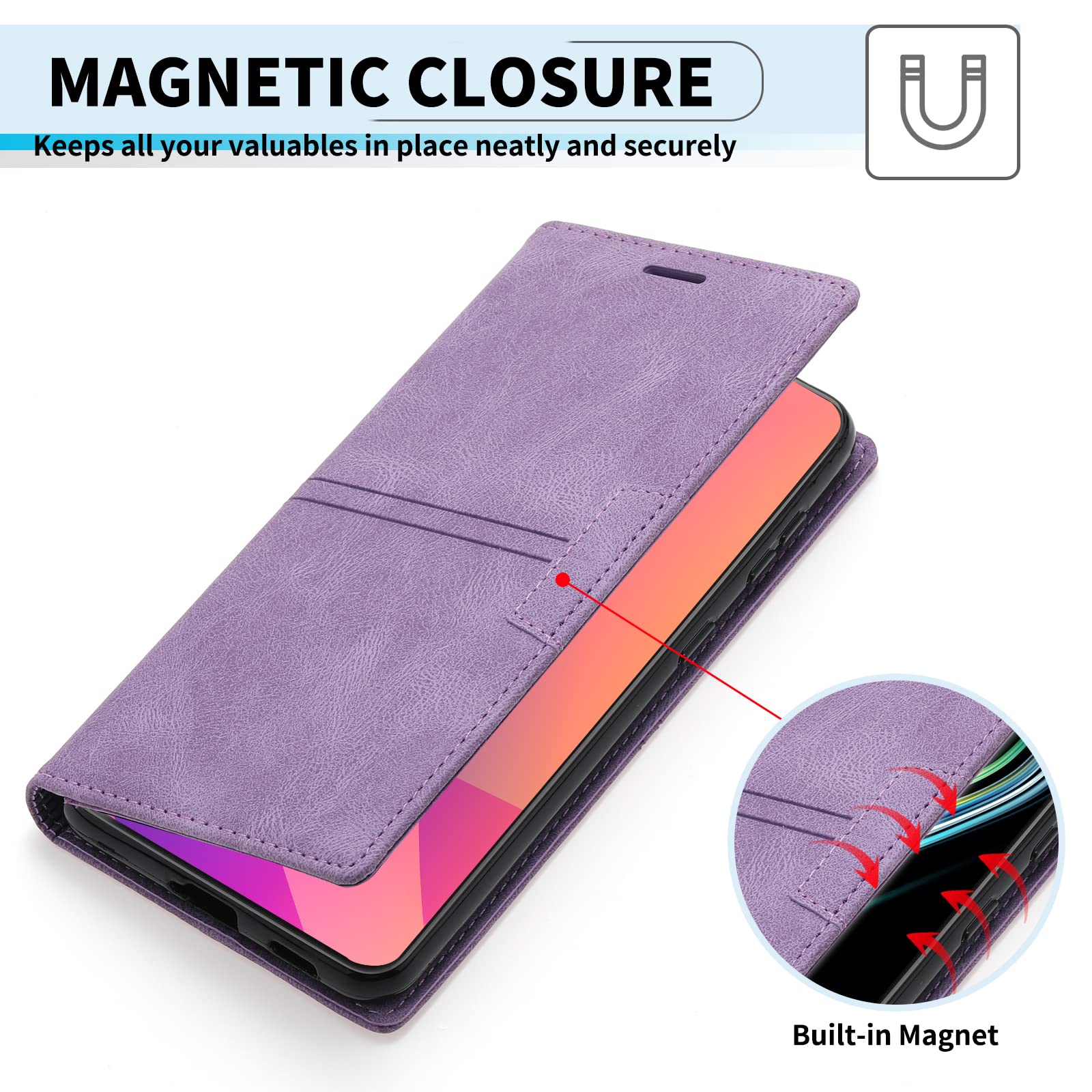 Focusor Cover a Libro Huawei P30 Lite,Custodia in Pelle Huawei P30 Lite Magnetica [Portafoglio