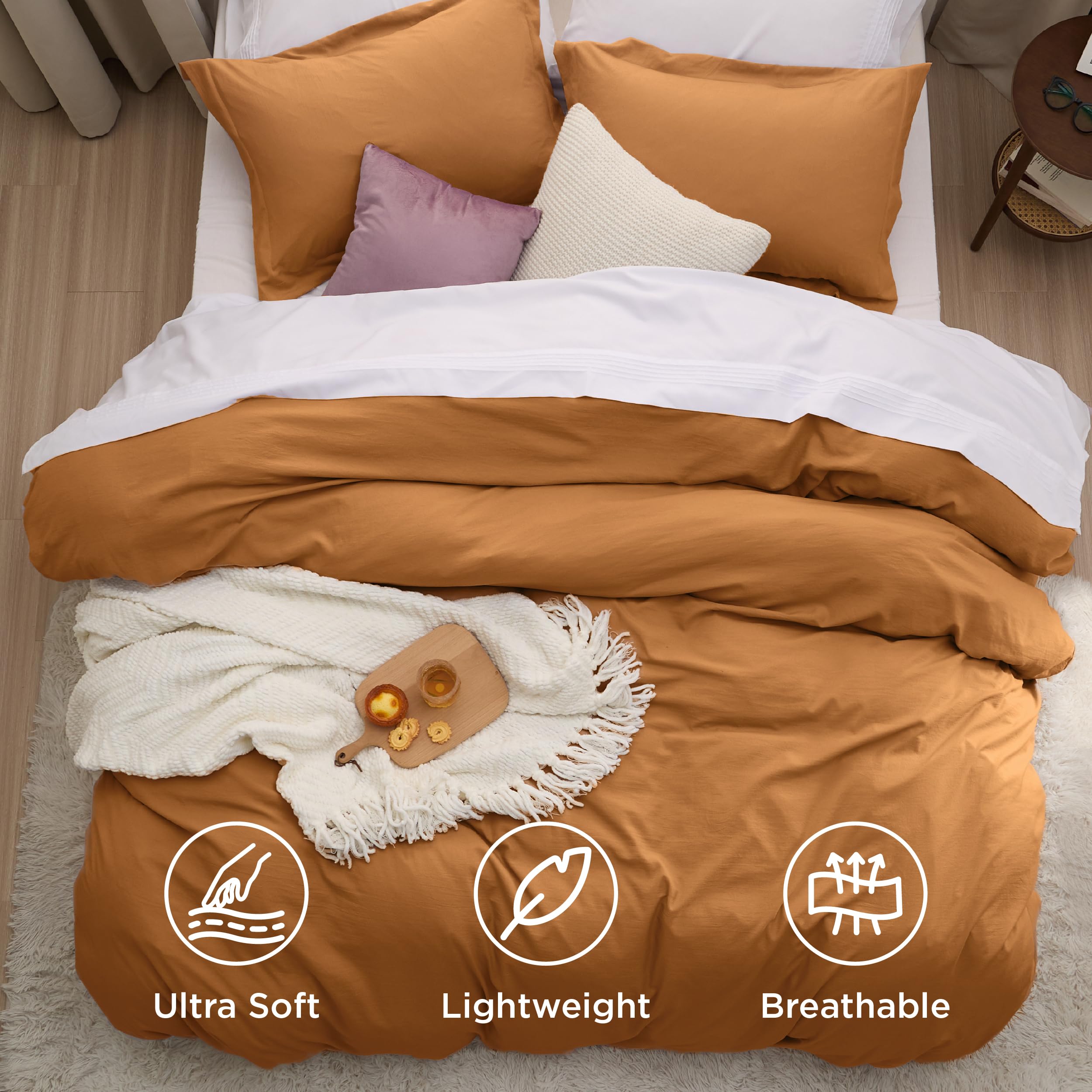 Amazon.com: Bedsure Honey Ginger Duvet Cover Queen Size - 3 Pieces
