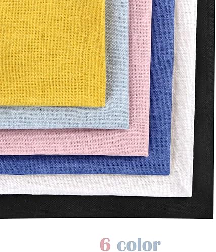 Vista 12 de BENBO - Tela de costura de lino, 6 piezas de tela bordada de lino de colores surtidos, tela de punto de cruz para prendas de vestir, manualidades