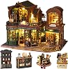 Spilay DIY Miniature Dollhouse Set with Wooden Furniture and LED Music Box dust Cover DIY Dollhouse Set, Handmade Craft Gifts for Birthdays, Christmas and Valentines Day-Twilight Book City ES017