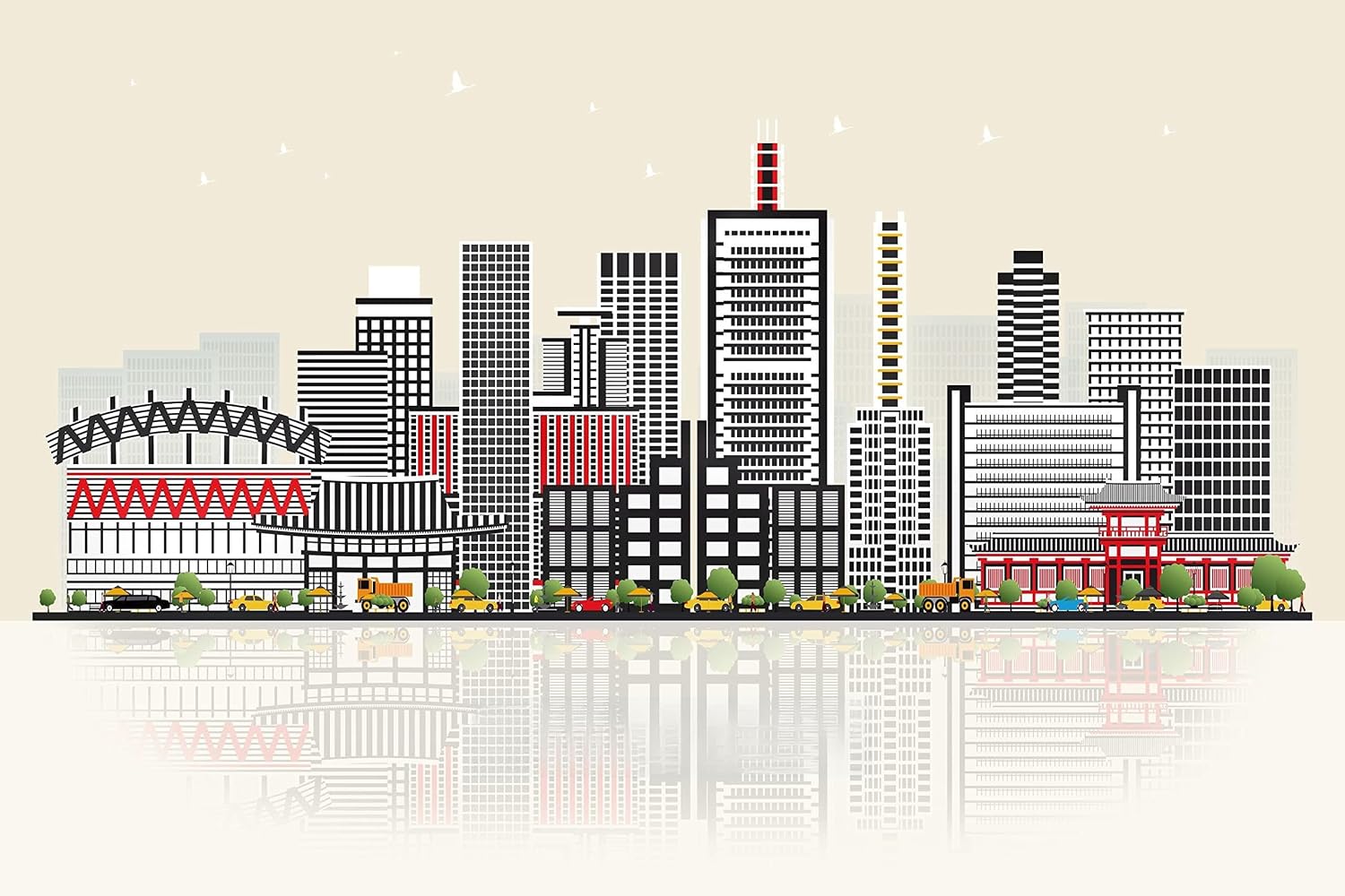 Pera Print Saitama Poster, Japan Illustration Skyline City Poster, Modern Skyline Saitama Poster, Cityscape and Landmark Print, Home-Office Wall Art Decoration - 12x18 Inches