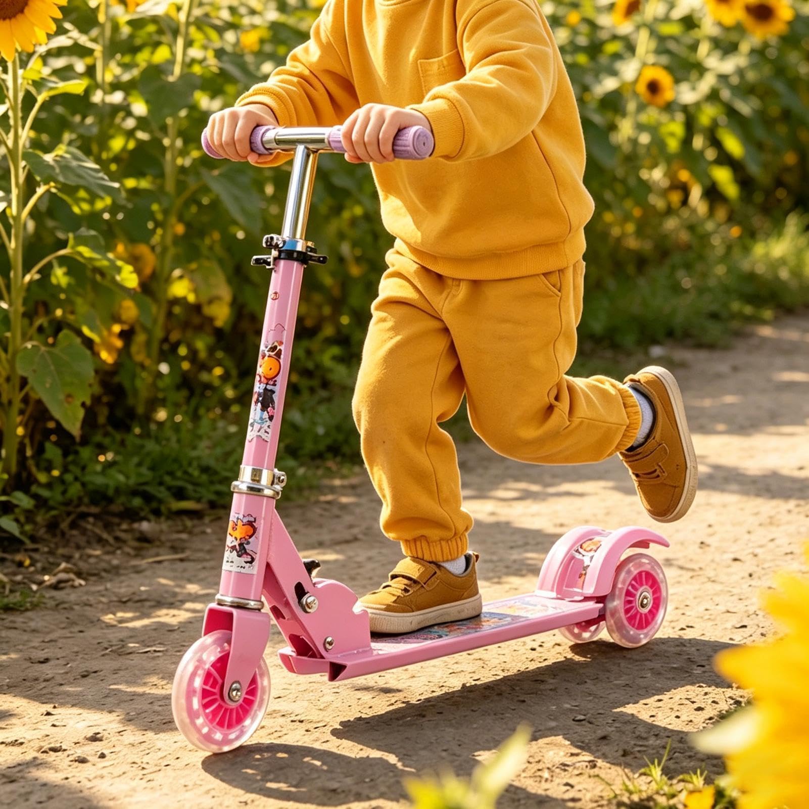 Regulowana hulajnoga dziecięca, lekka deskorolka do jazdy na rowerze, 3 wysokości, ze stabilnymi kółkami, wytrzymała zabawka do jazdy na ramie, składana zabawka z gładkim poślizgiem, do aktywności na