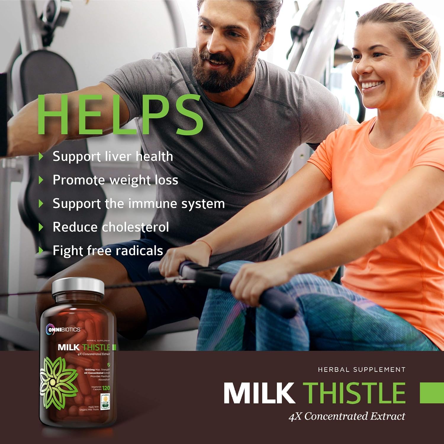 Organic Milk Thistle Capsules, 1500mg 4X Concentrated Extract with Silymarin is The Strongest Milk Thistle Supplement Available. Great for Liver Cleanse & Detox! 120 Vegetarian Capsules : Health & Household
