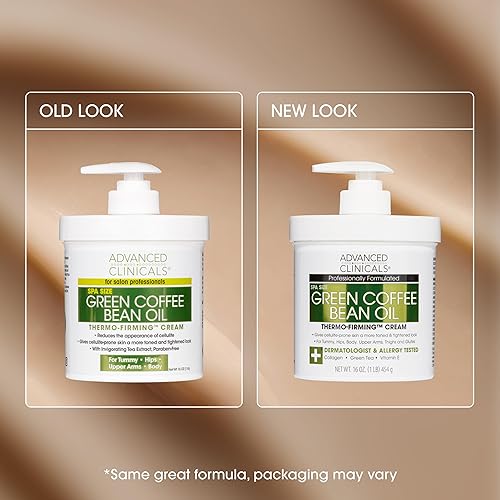 Miniatura 9 de Advanced Clinicals - Crema corporal adelgazante de grano de café verde para el cuidado de la piel, loción reafirmante anticelulítica para piernas,