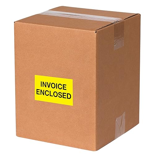 Miniatura 2 de Tape Logic Aviditi Tape Logic - Adhesivo amarillo fluorescente de 2 x 3 pulgadas, "Invoice Enclosed", para envío, manipulación, embalaje y mudanza