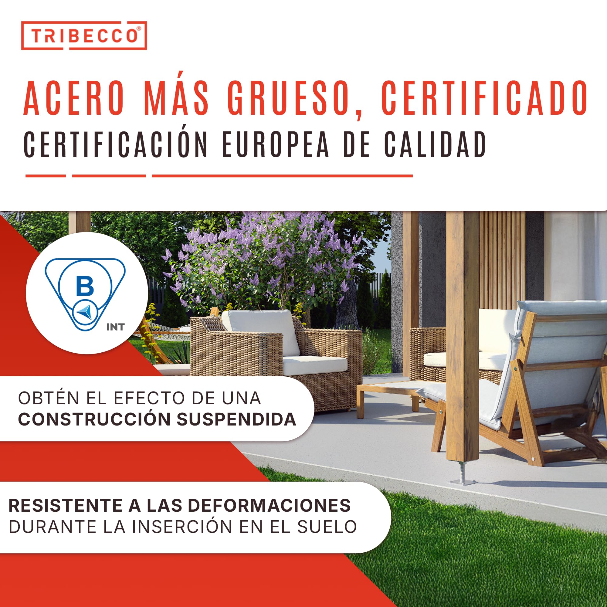 TRIBECCO Soporte vertical para postes ajustable (160 x 160 x 250 / rosca M 24), pie de soporte de altura ajustable, galvanizado, base de hormigón, para atornillar, regulable