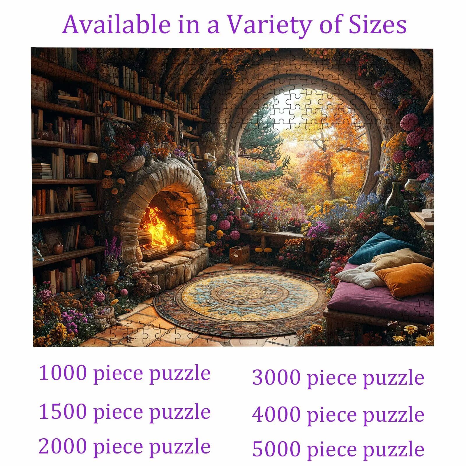 Puzzle 5000 elementów leśnej księgarni - duże drewniane puzzle - 5000 elementów dla dorosłych - gra inteligencyjna - z wykwintnym pudełkiem do pakowania - precyzyjne cięcie - jakość kolorowe puzzle