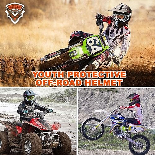 Miniatura 3 de Orthrus Certificado DOT Casco para adultos y jóvenes para moto de tierra, ATV, motocross, fuera de carretera, bicicleta de motocicleta (BIO-Rosa, L)