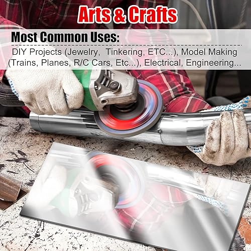 Miniatura 5 de Funrous 4 hojas de acero inoxidable 304, chapa de metal de 12 x 6 x 0.018 pulgadas para manualidades, no hojas planas magnéticas de metal para