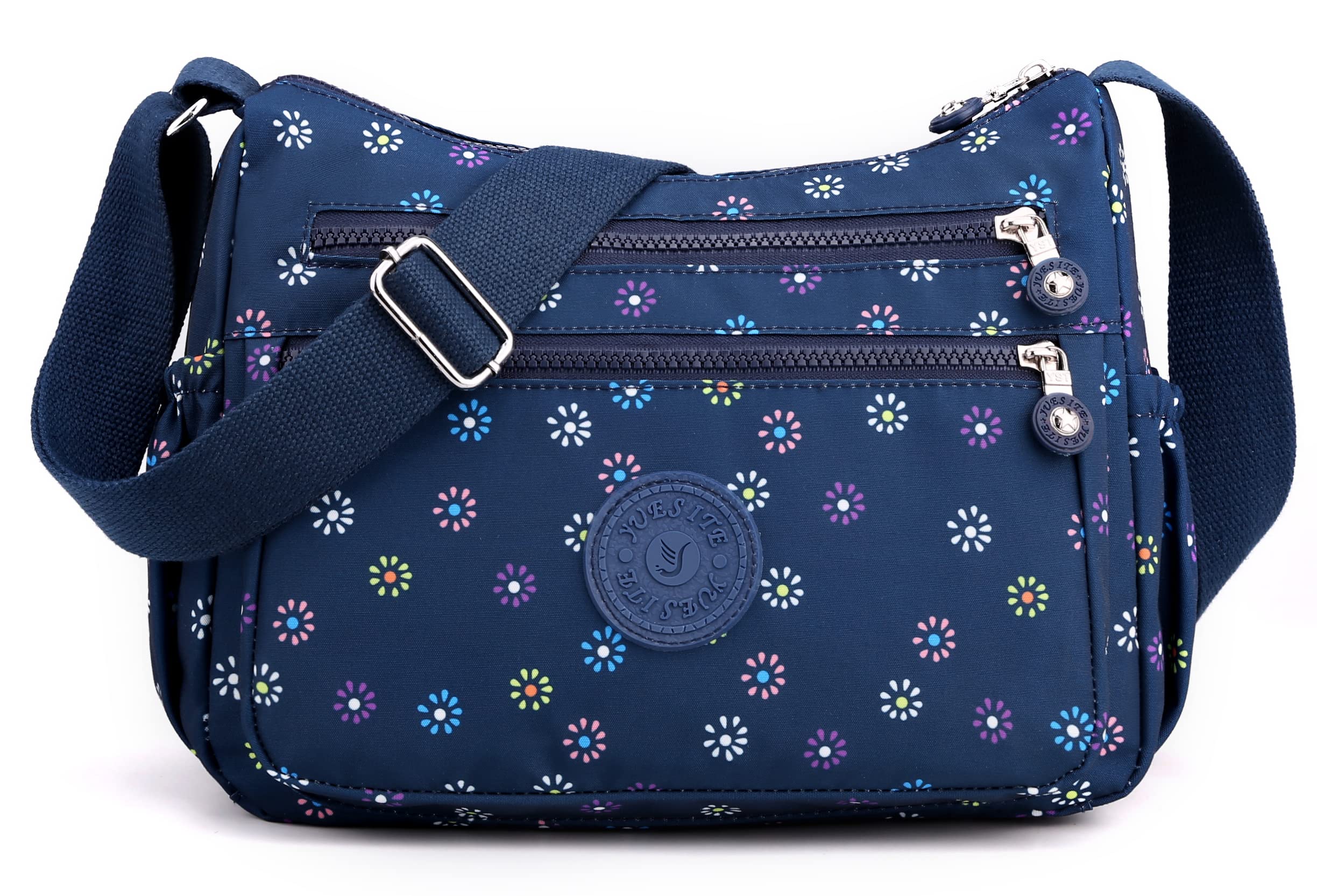 Nawoshow Nylon Floral Multi-Pocket Crossbody Purse Bags for Women Travel Shoulder Bag (Star Flower)