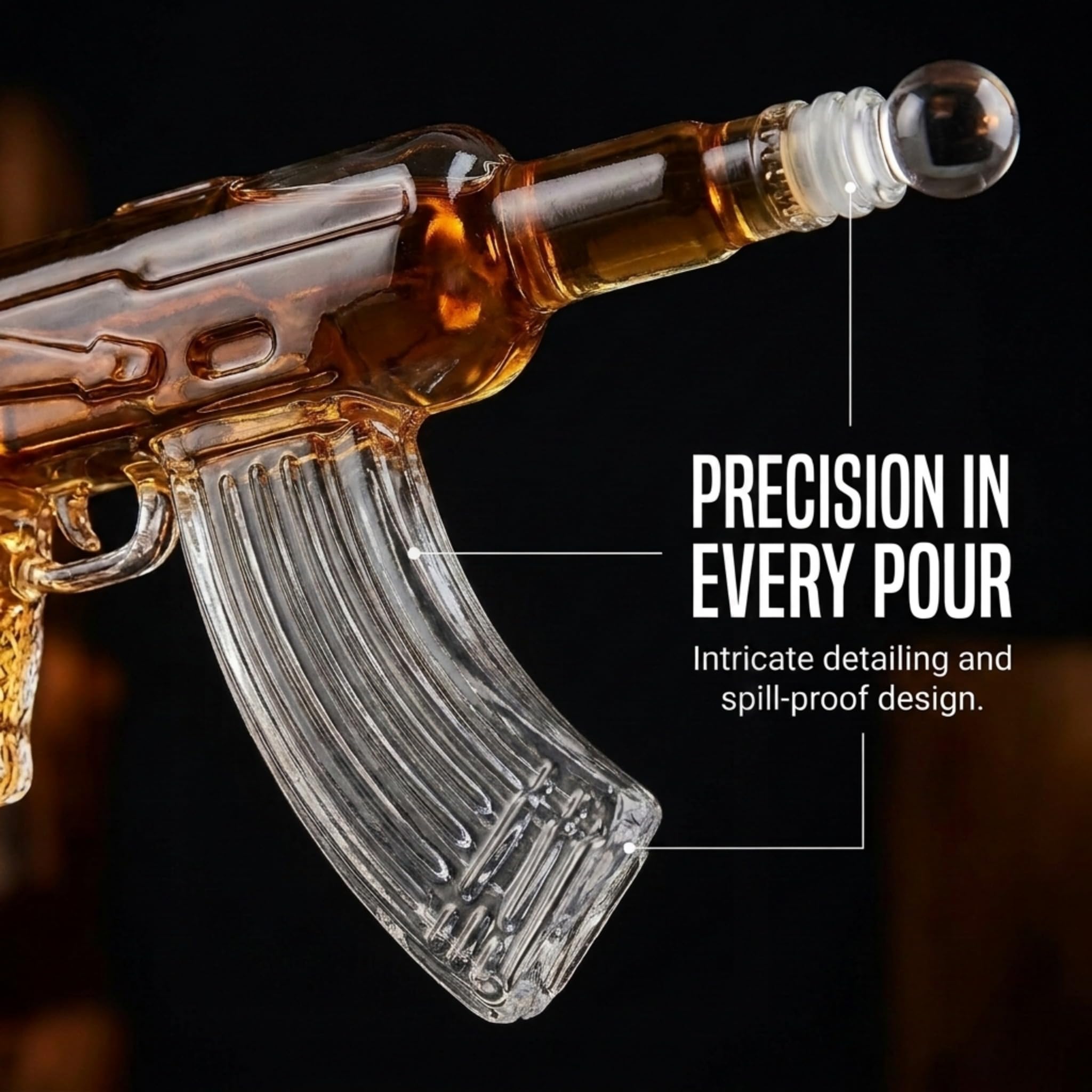 Rifle Gun Whiskey Decanter with 2 Whiskey Glasses Set - for Liquor Scotch Bourbon Vodka product thumbnail 7