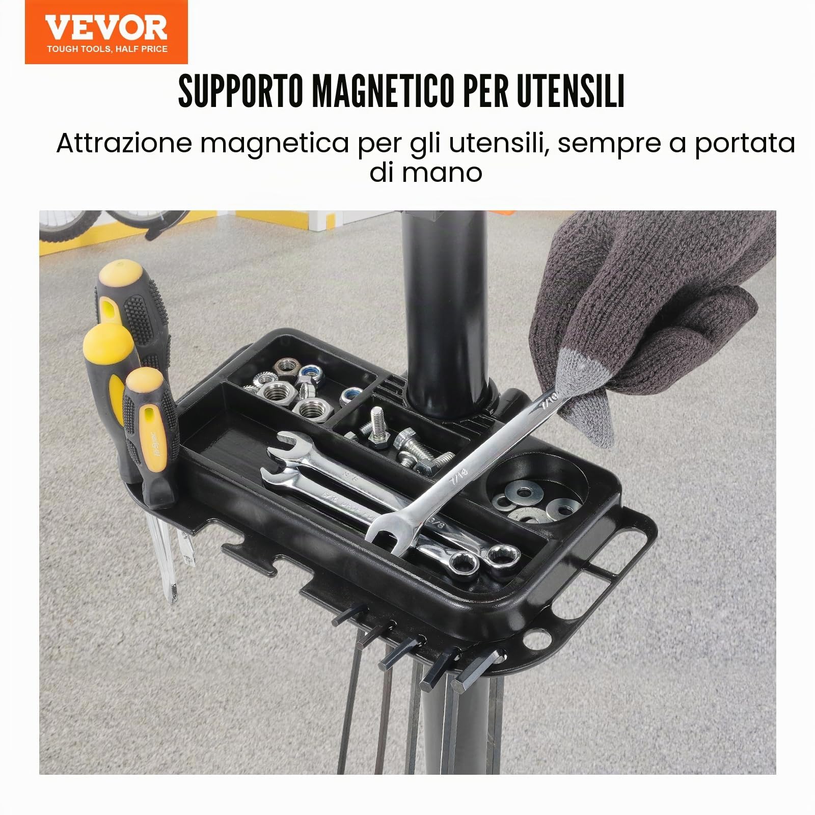 VEVOR Cavalletto di riparazione per biciclette, supporto di montaggio, 36,3 kg, 1079,5 – 1900 mm, altezza regolabile, quattro gambe