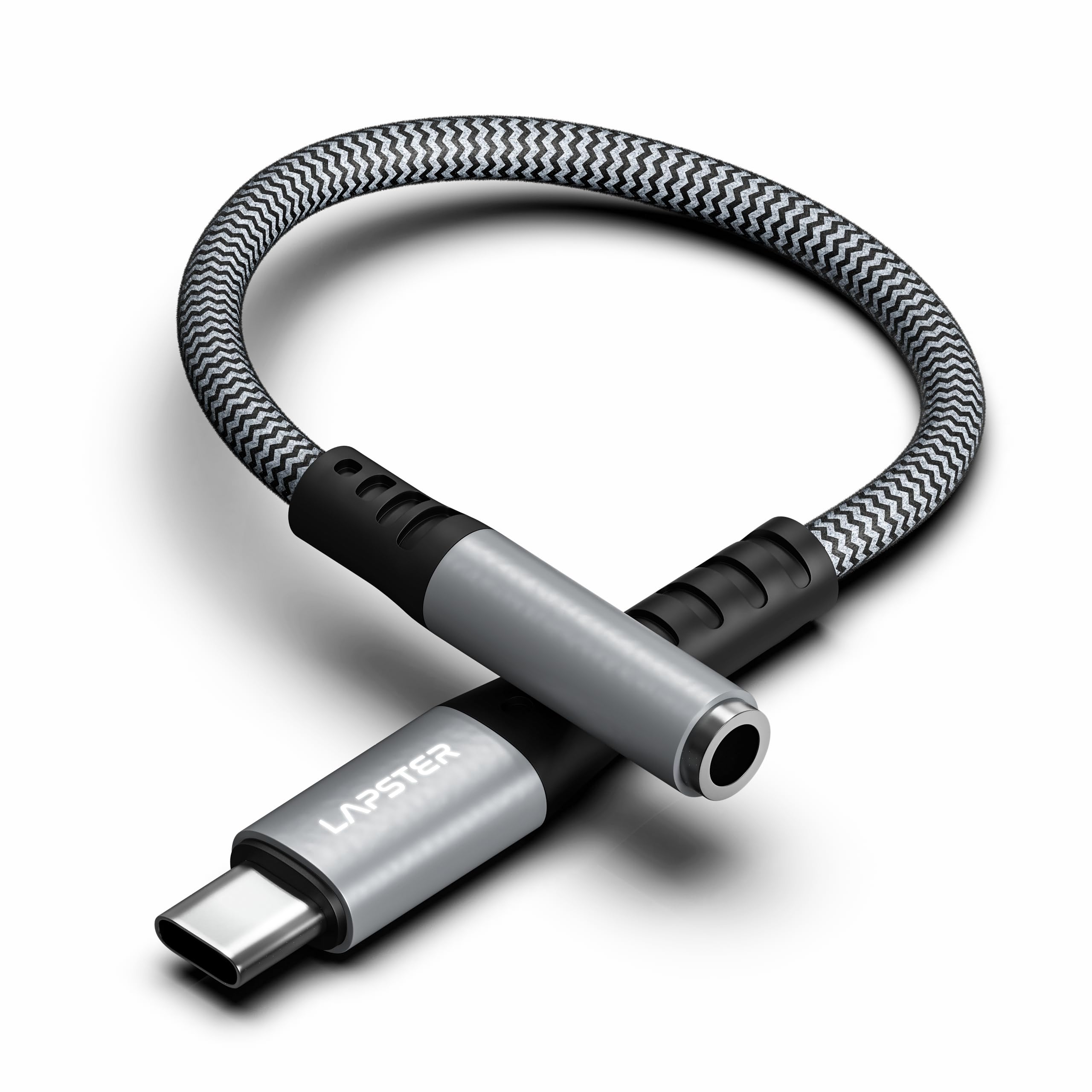 Lapster Type C to 3.5 mm Audio Jack Connector with DAC Headphone Converter Supports Mic & Audio, Metal Body, Zebra-image-47