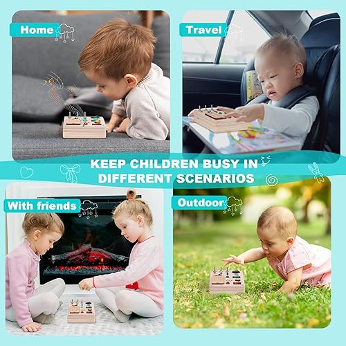 Miniatura 4 de Tablero de actividades Montessori para niños pequeños, interruptor de luz LED, tablero ocupado, juguetes sensoriales para niños pequeños ocupados,