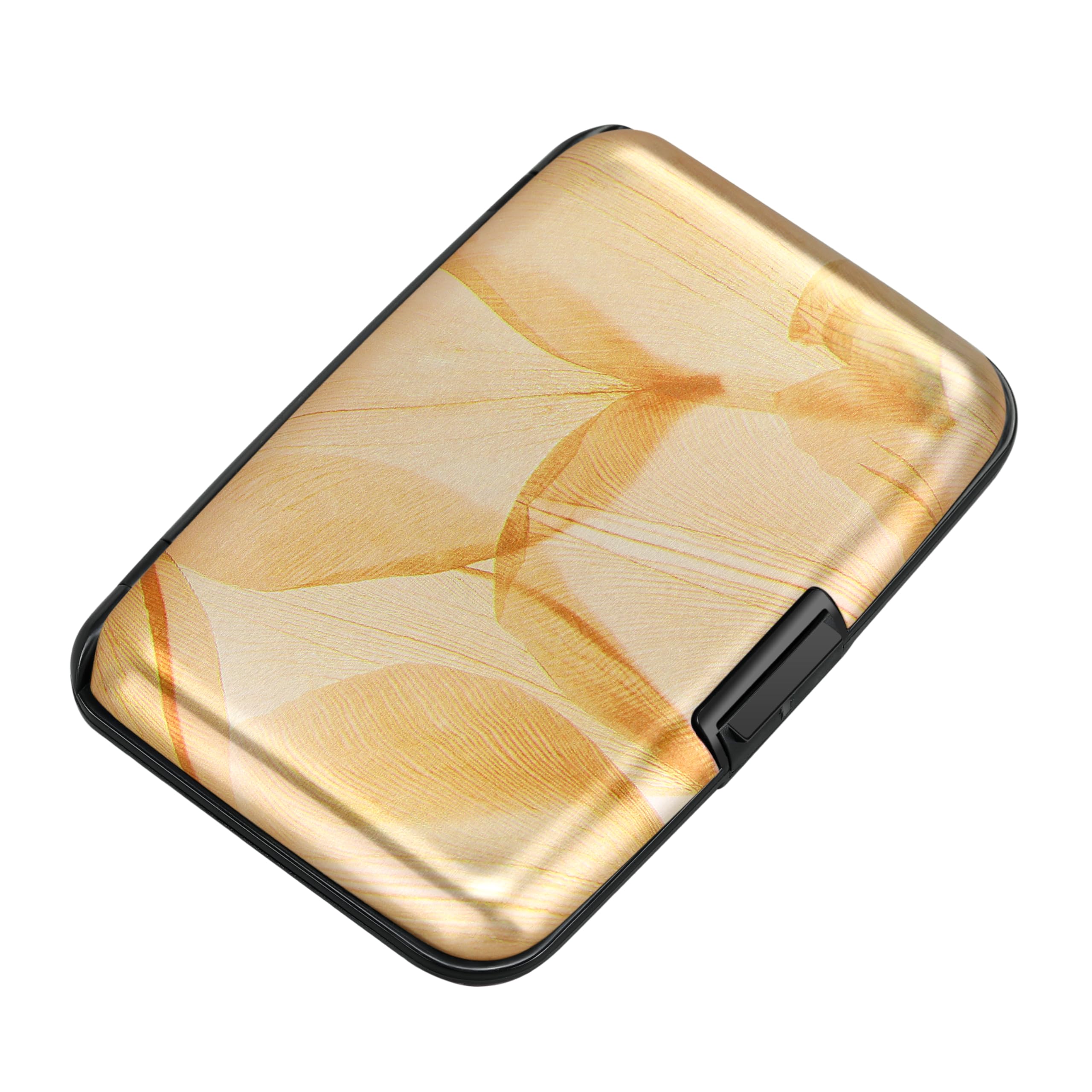 Elfish RFID Blocking Credit Cards Holder Aluminum Wallet Metal ID Case for Men Women, Autumn Leaves, 0.73 x 2.95 x 4.33 inches, Modern