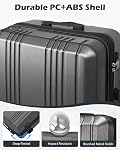 Coolife Luggage Suitcase PC+ABS with TSA Lock Spinner Carry on Hardshell Lightweight 20in 24in 28in(Sliver, S(20in_Carry on))