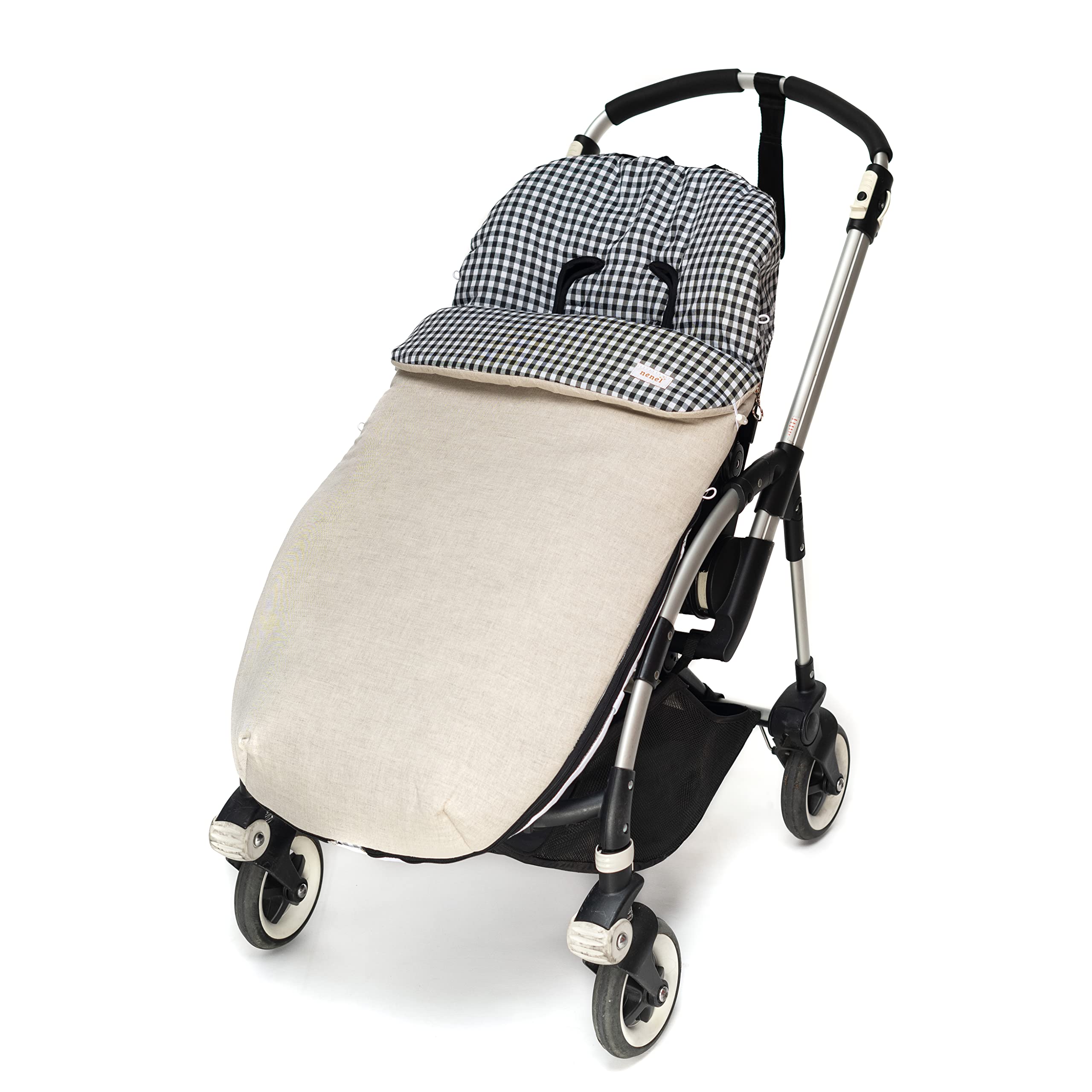Saco silla paseo universal sacos carrito (Lino&Vichy negro)